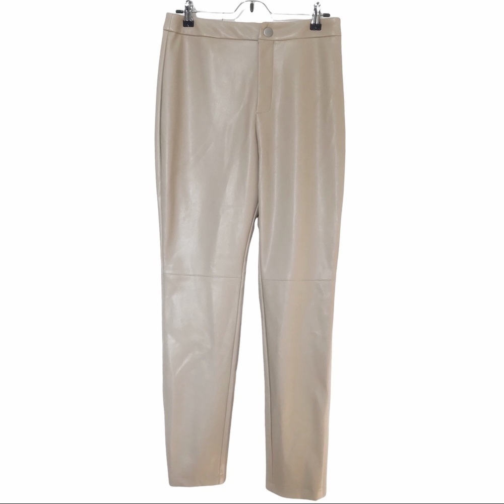 NWT ANTHROPOLOGIE AVEC LES FILLES BEIGE FAUX LEATHER HIGH RISE SKINNY PANTS - S